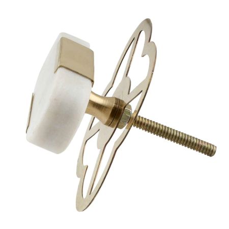 White Oval Golden Stone Dresser Knobs